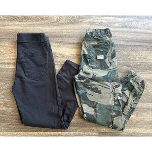 YOUTH BOYS PANTS JOGGERS SIZE 12 GRAY STRETCH CAMOUFLAGE PULL ON DRAWSTRING